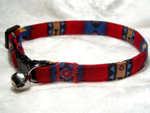 Southwest Reds Blue Tan Dog collar